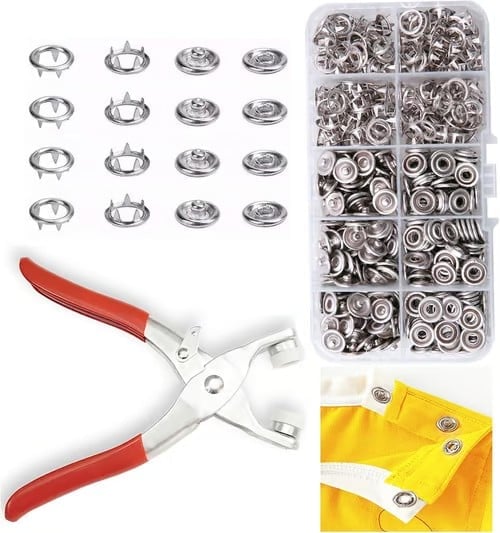 🔥SPESIALTILBUD 49 % RABATT✨Sett med 100 stk. usynlige fargede metallspenner og manuell trykk-tang
