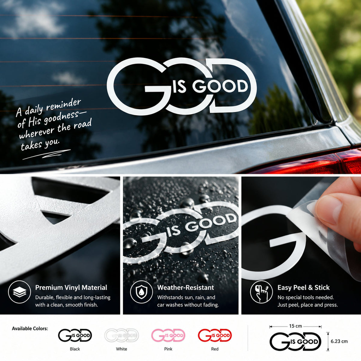 🙏 «God Is Good» – kristent bilklistremerke | Religiøs dekor i premium-kvalitet