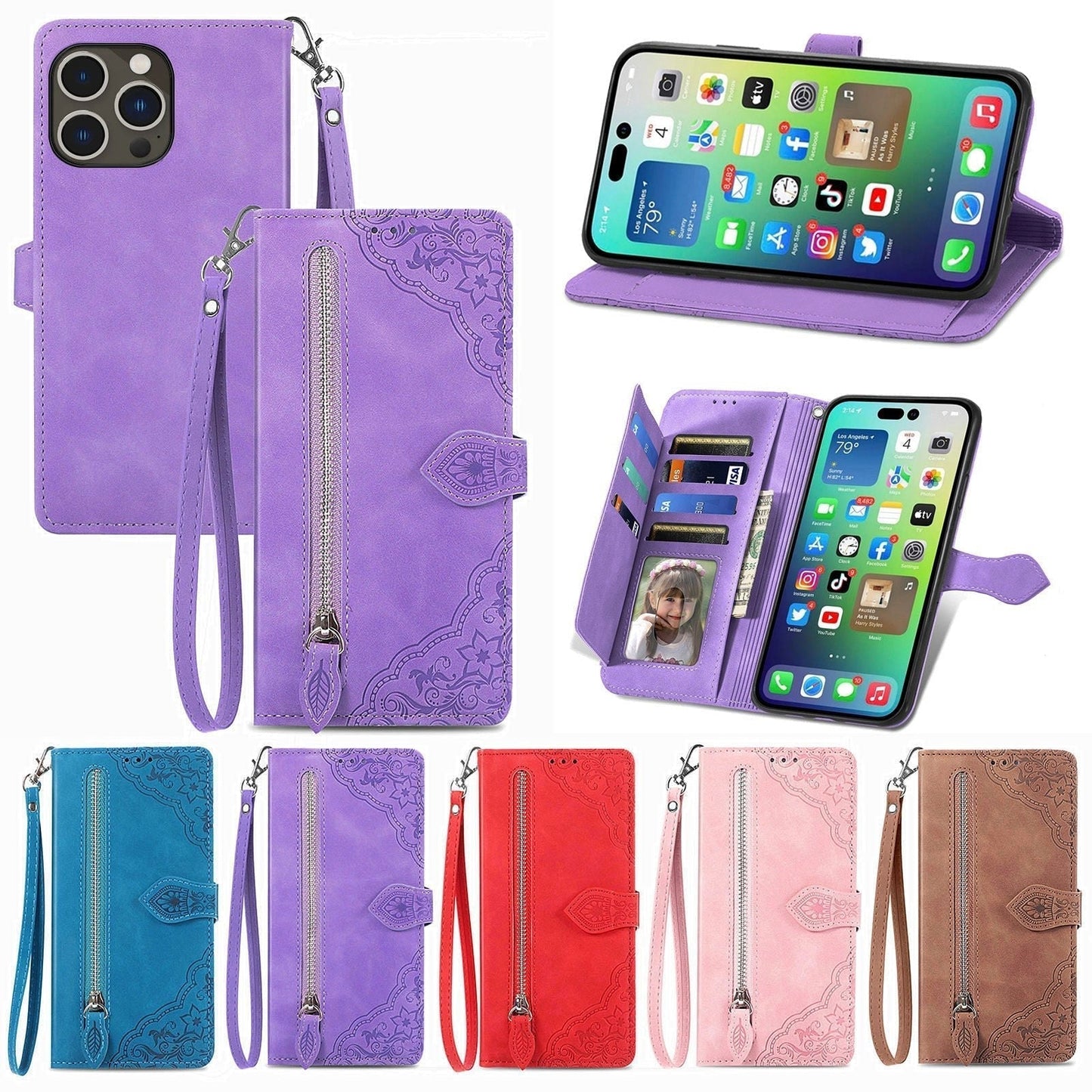 Allsidig Elegance Wallet Flip-etui for iPhone