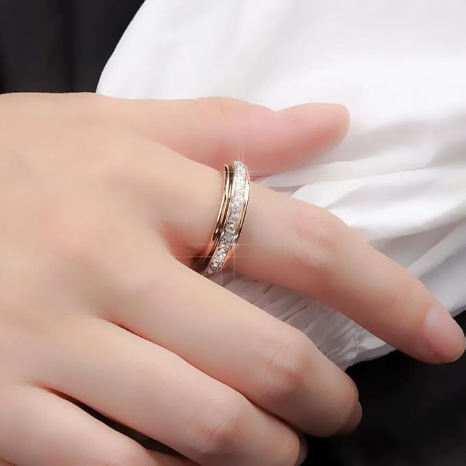 🎁Glitrende snurrende ring, lindrer angst, symboliserer løfter og lykke, vanntett og fargebestandig