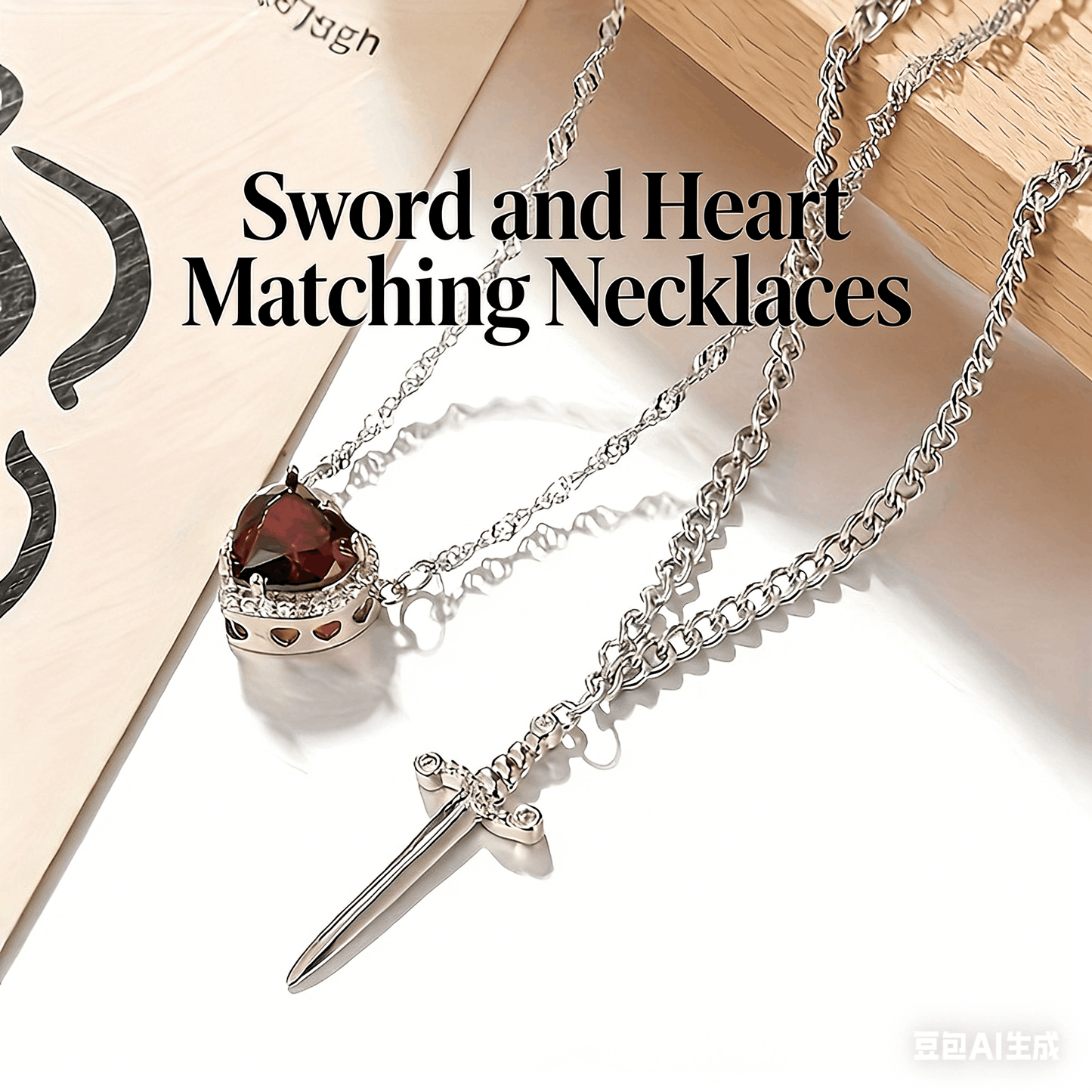 ❤️🗡️Sverd og hjerte matchende halskjede