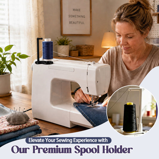 Symaskinens øvre spoleholder – vertikalt stativ for store spole