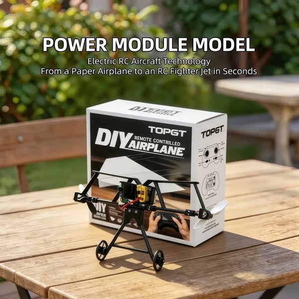 Hotfree Power-Up RC-papirfly-sett med gyrostabilisator – elektrisk fjernstyrt fly til selvbygging med to propeller, lett og sammenleggbart STEM-leketøy