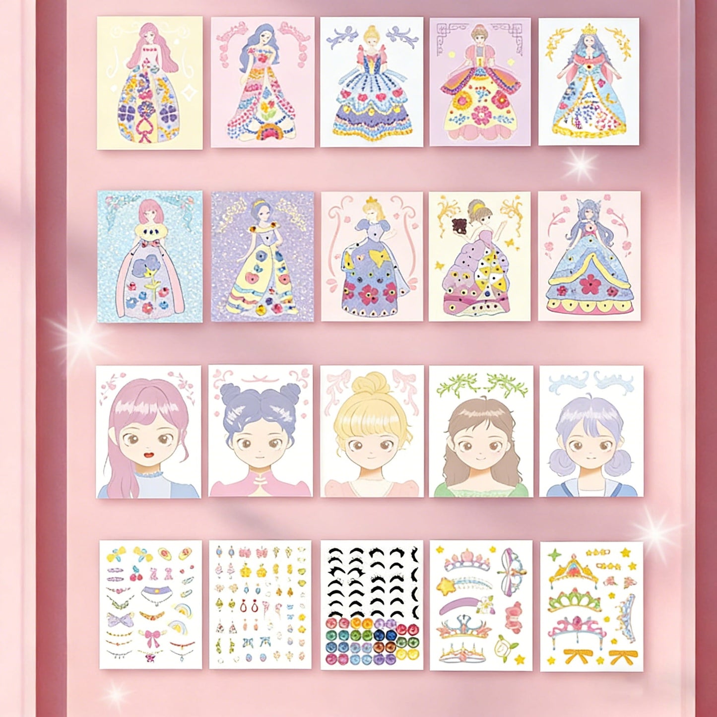 👸Prinsesse DIY-håndverkssett: sminke, diamantkunst og påkledning