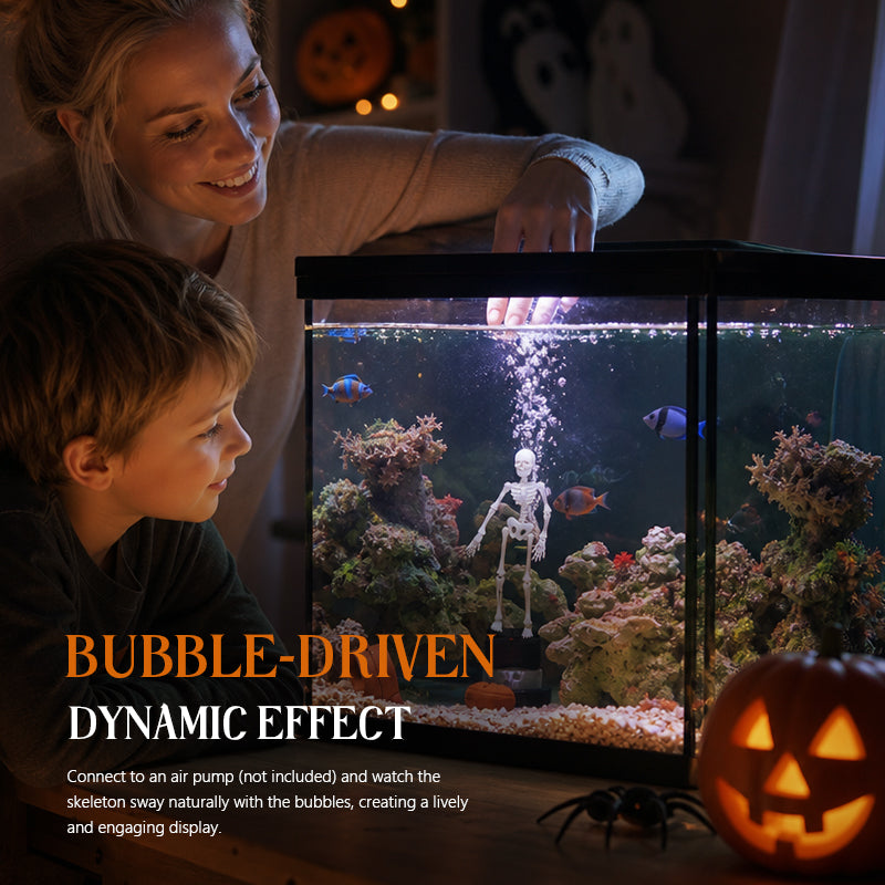 💀Et must-have til den skumle årstiden! Dynamisk akvariedekorasjon med skjelett – gi akvariet ditt nytt liv denne halloween! 🎃💀