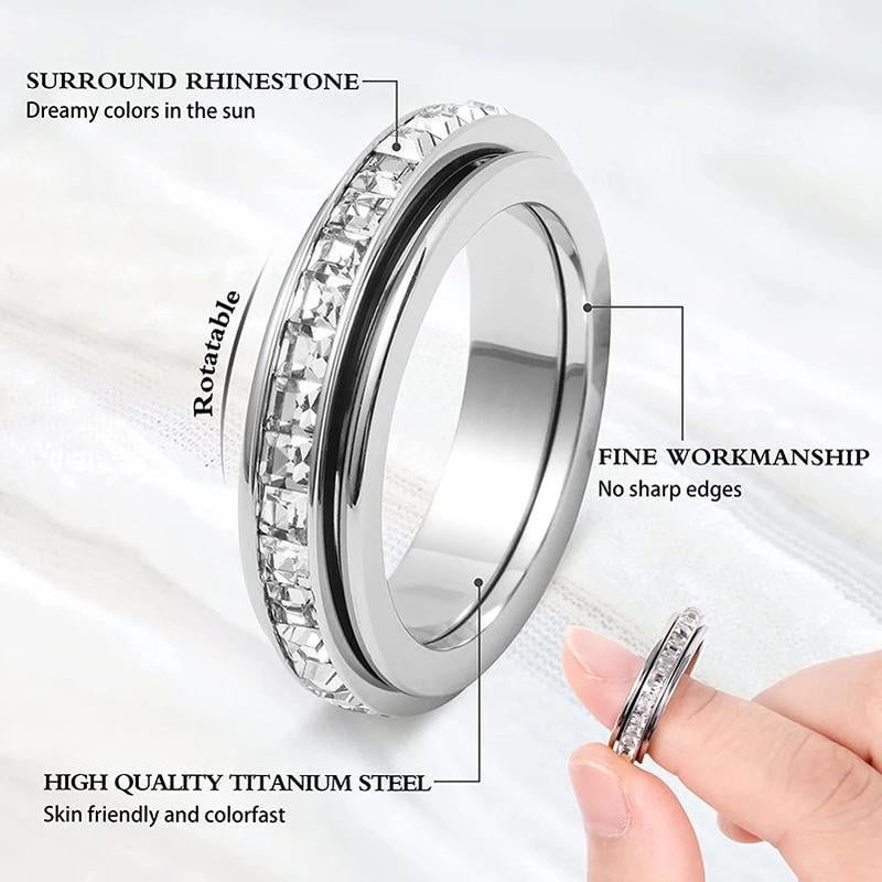 🎁Glitrende snurrende ring, lindrer angst, symboliserer løfter og lykke, vanntett og fargebestandig