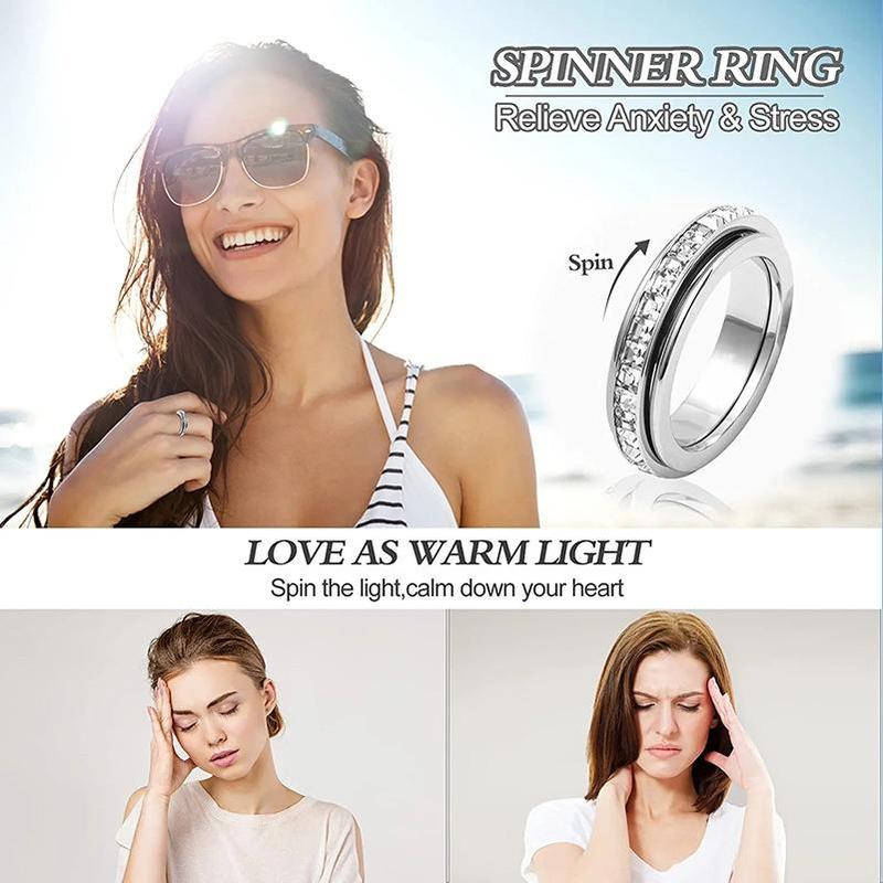 🎁Glitrende snurrende ring, lindrer angst, symboliserer løfter og lykke, vanntett og fargebestandig