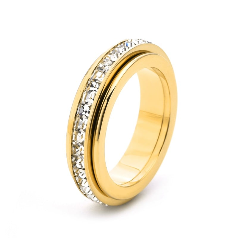 🎁Glitrende snurrende ring, lindrer angst, symboliserer løfter og lykke, vanntett og fargebestandig