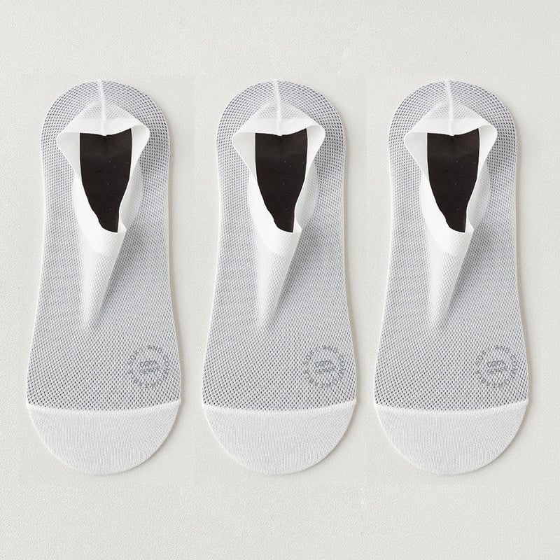 🔥 Pakke med 3 par usynlige sokker med sklisikker såle 🧦 – Pustende, lavskåret design med sklisikker og svetteabsorberende egenskaper