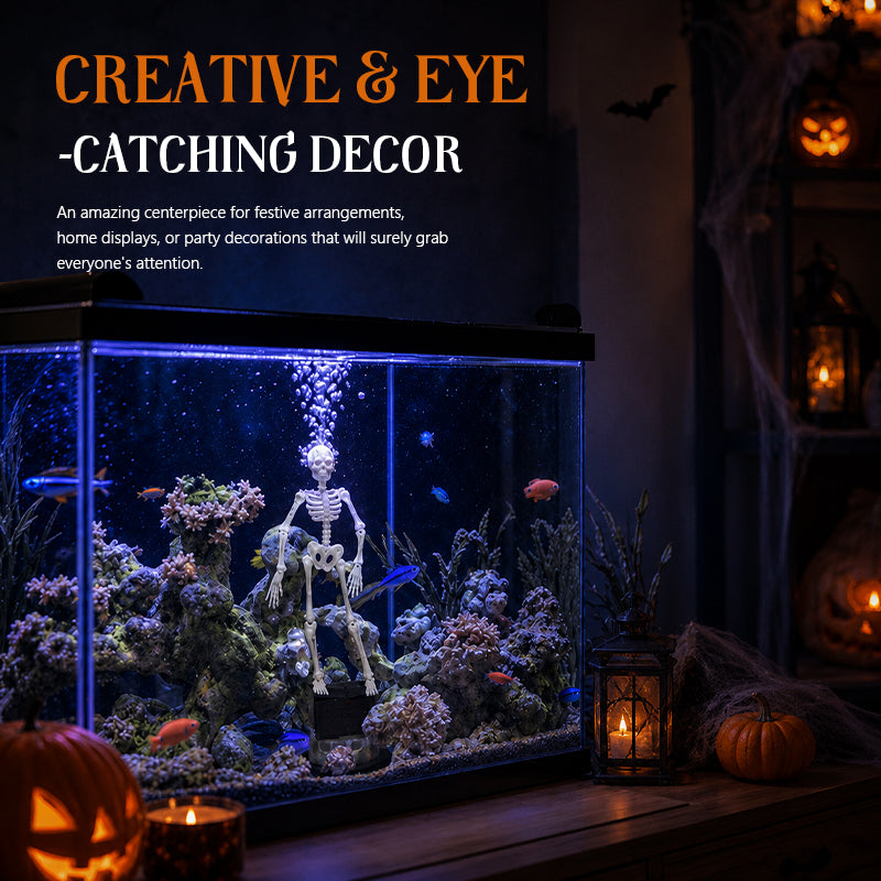 💀Et must-have til den skumle årstiden! Dynamisk akvariedekorasjon med skjelett – gi akvariet ditt nytt liv denne halloween! 🎃💀