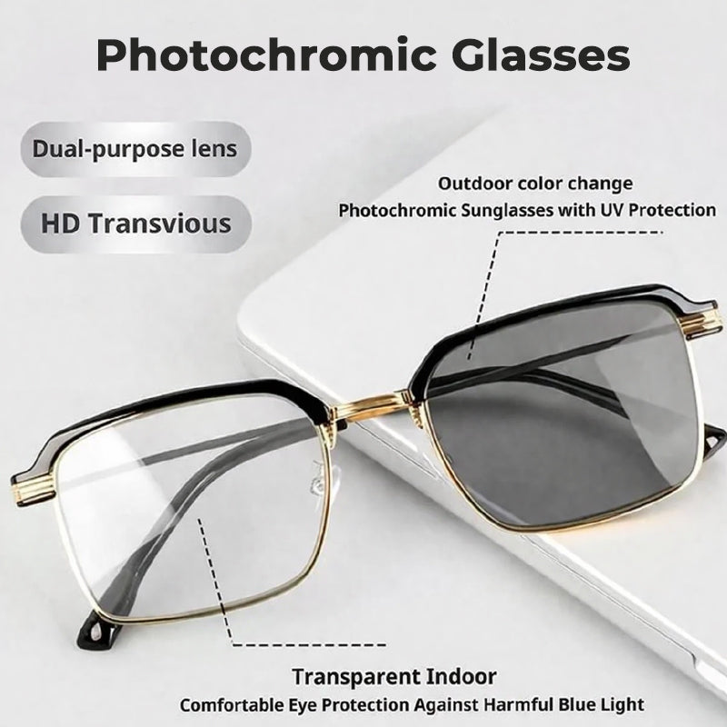 👓Fotokromatiske briller – automatisk mørkfarging, UV400-beskyttelse og blålysfilter