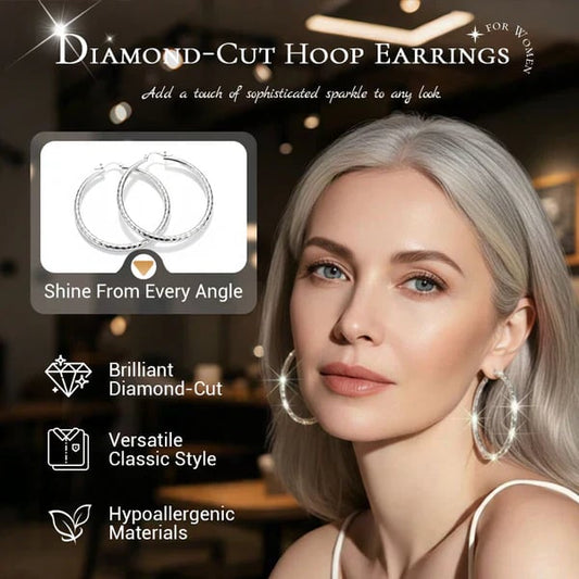 🎉KJØP 1, FÅ 1 GRATIS🎁Diamantslipte hoop-øreringer for kvinner – elegante, glitrende 💎