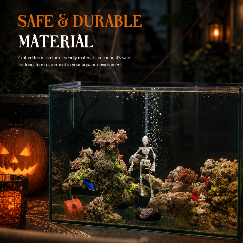 💀Et must-have til den skumle årstiden! Dynamisk akvariedekorasjon med skjelett – gi akvariet ditt nytt liv denne halloween! 🎃💀