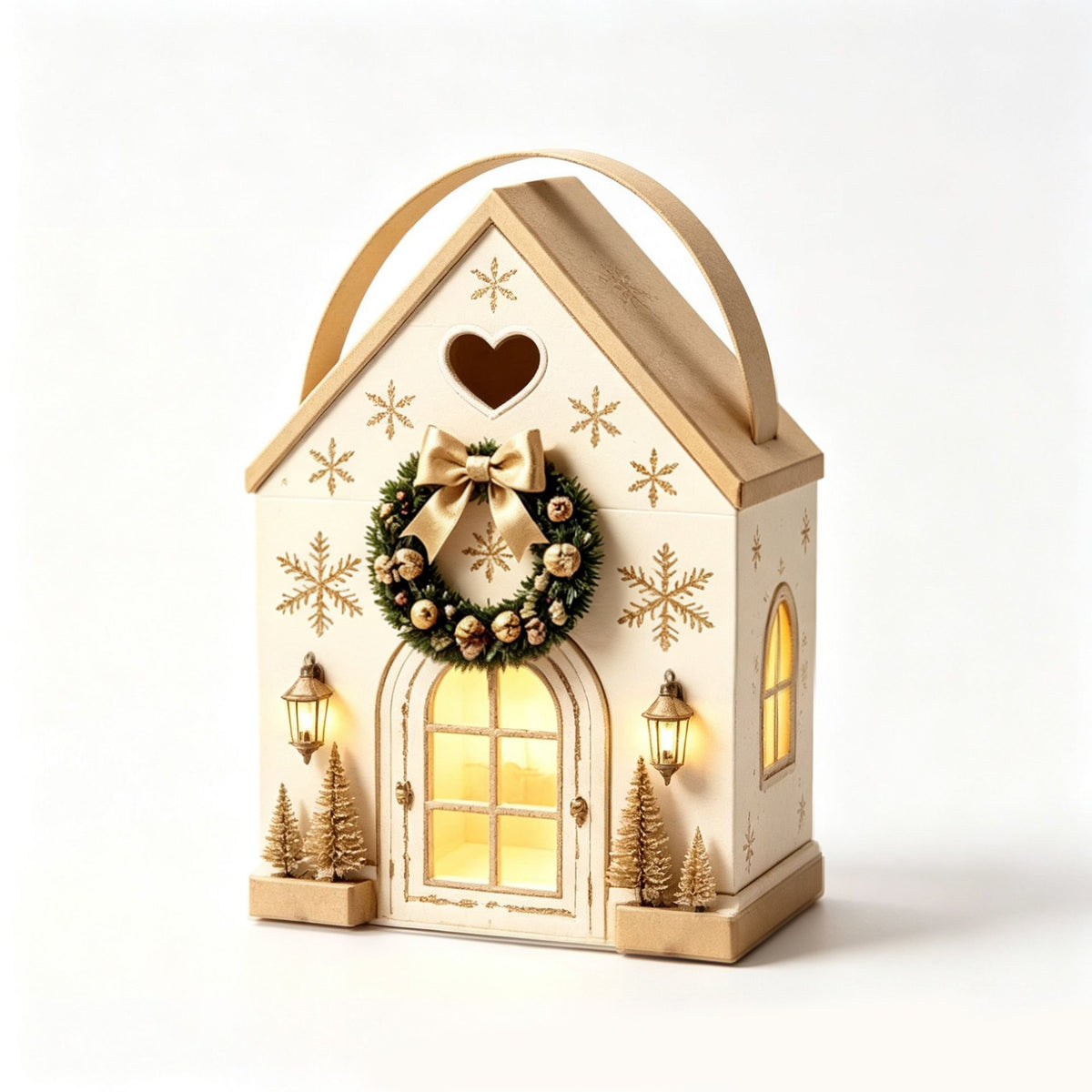 🏠 Gaveeske med «Christmas Cottage»-håndtak – festlig 3D-emballasje i form av et hus til små godbiter
