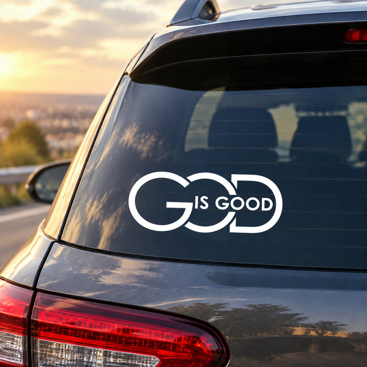 🙏 «God Is Good» – kristent bilklistremerke | Religiøs dekor i premium-kvalitet