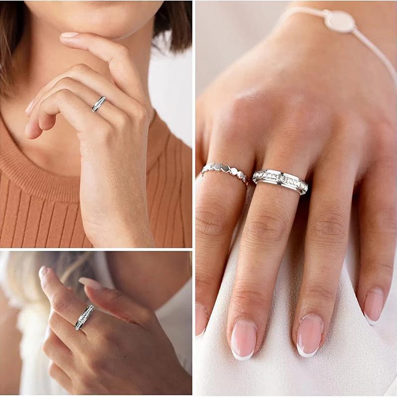 🎁Glitrende snurrende ring, lindrer angst, symboliserer løfter og lykke, vanntett og fargebestandig