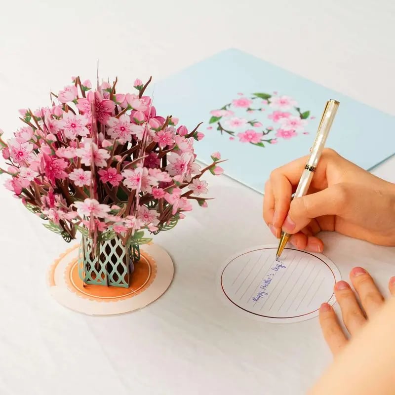 💌 Valentinsdagseksklusiv: 3D-pop-up-kort med kirsebærblomster – det ultimate minnet for kortelskere ❤️