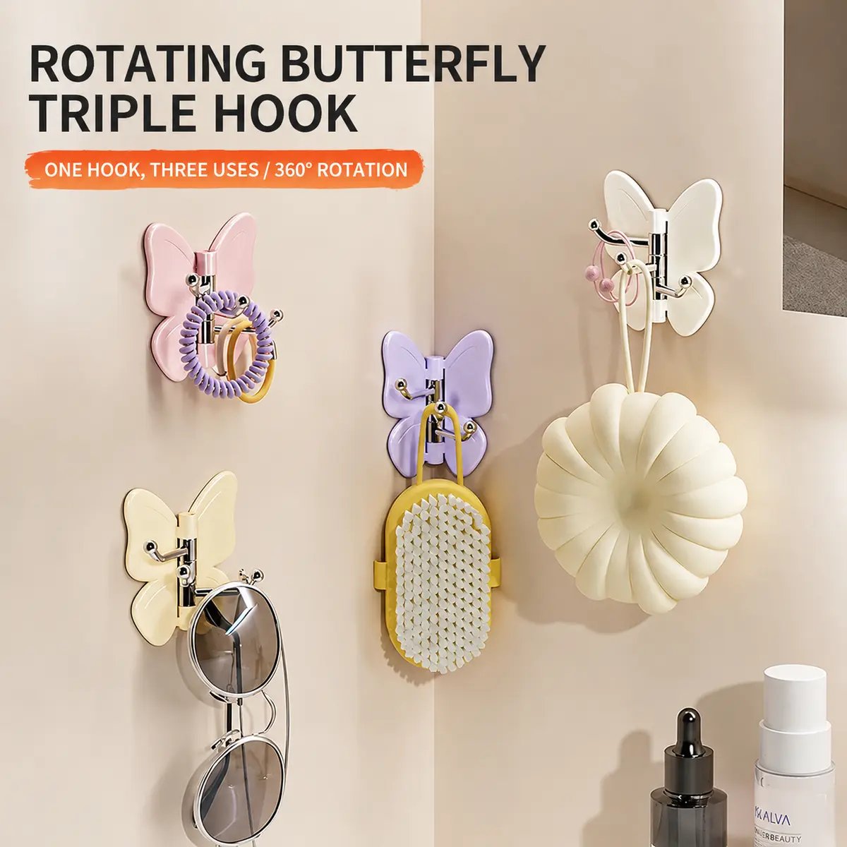 🔥SISTE DAG 50% RABATT – 🦋Roterende sommerfuglkrok uten boring (4-pakning)