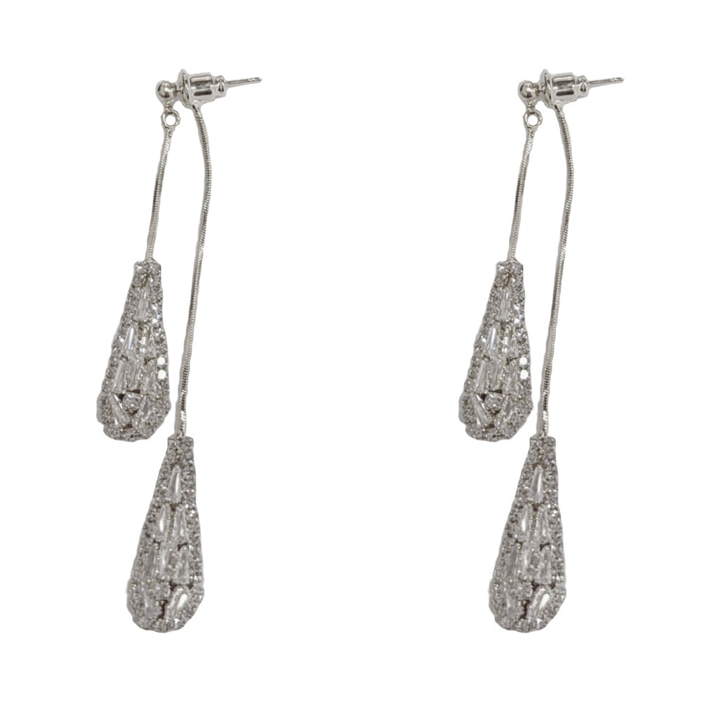 💎Elegante øredobber for kvinner med kubisk zirkonia – dobbeltsidig, dråpeformet, med dusker