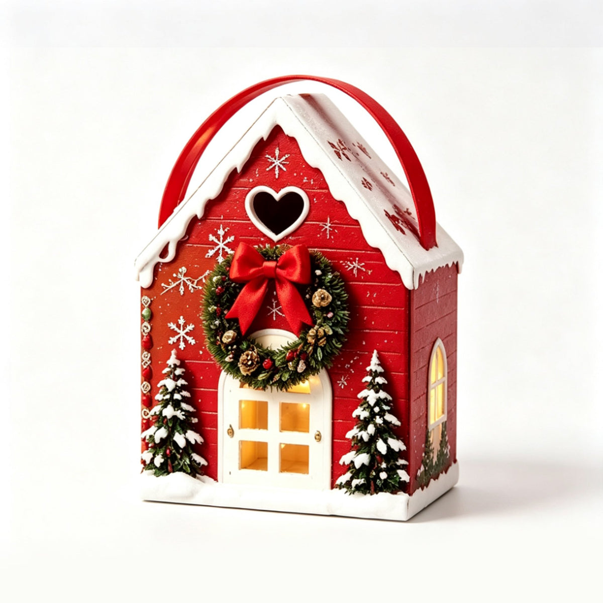 🏠 Gaveeske med «Christmas Cottage»-håndtak – festlig 3D-emballasje i form av et hus til små godbiter