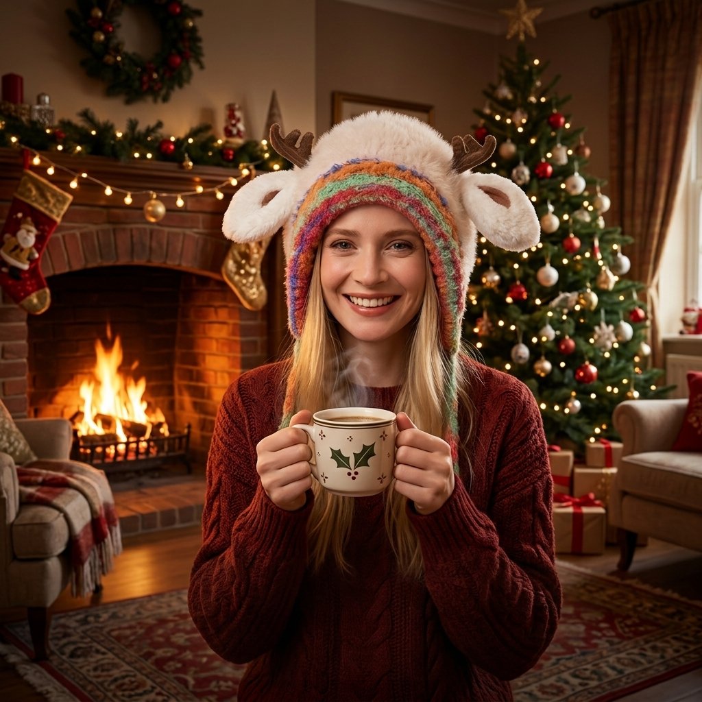 🎅 Julehatt med reinsdyrgevir – Et søtt og koselig vintertilbehør