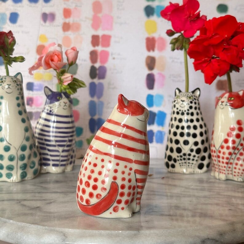 ⏳ Begrenset tidstilbud ⏰ Polka Dot Cat-vase