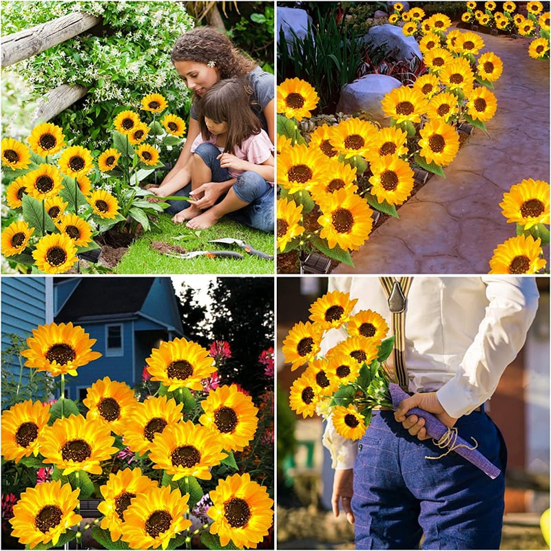 🌻☀️ Vanntette solcellelamper – Realistiske kronblader, IP65-klassifisert og værbestandig, lyser automatisk i 8–12 timer ☀️🌻