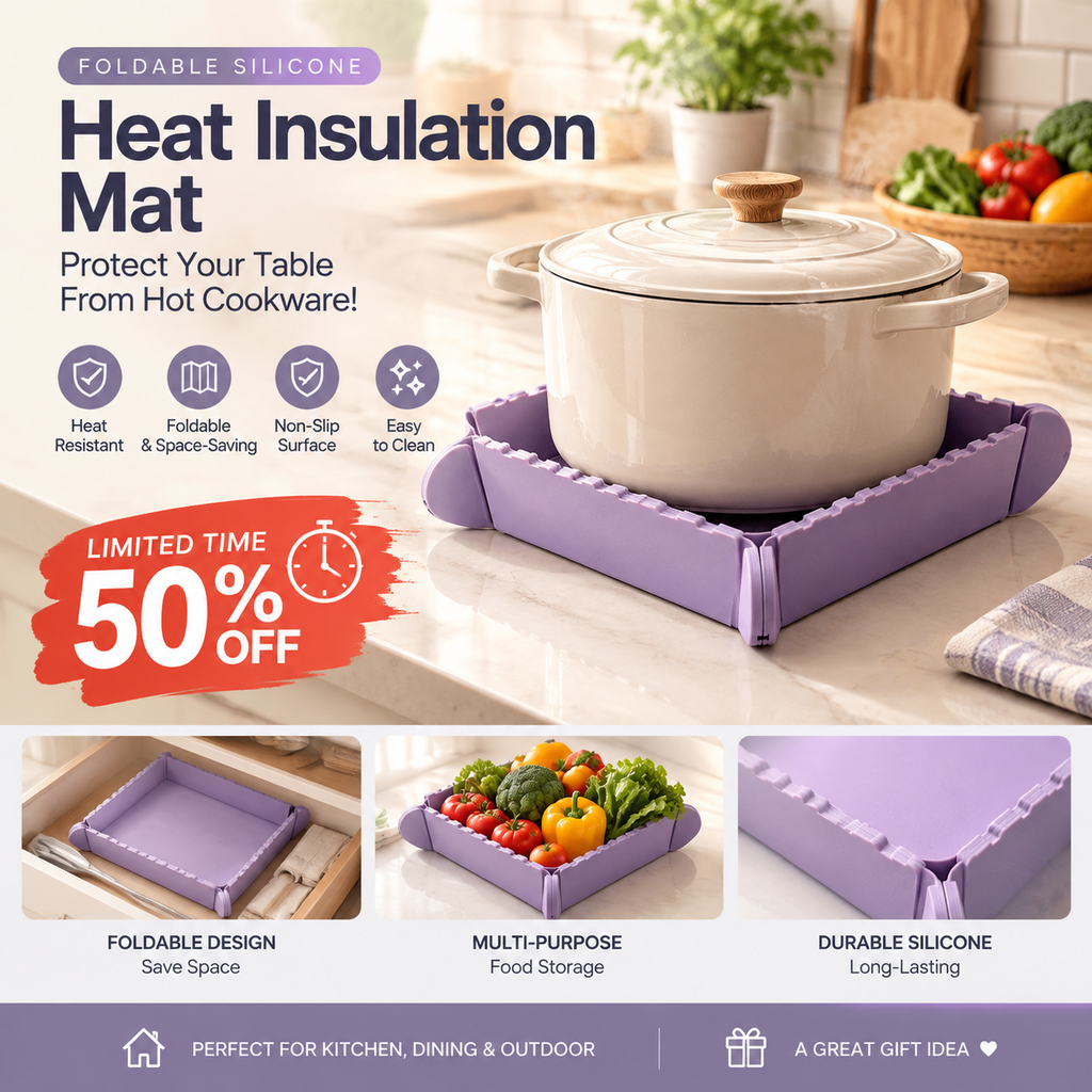 🎁Tidsbegrenset tilbud: 50% rabatt🍳Magnetisk silikonunderlag 🧲 | Sammenleggbar gryteunderlag og liten kjøkkenbrett